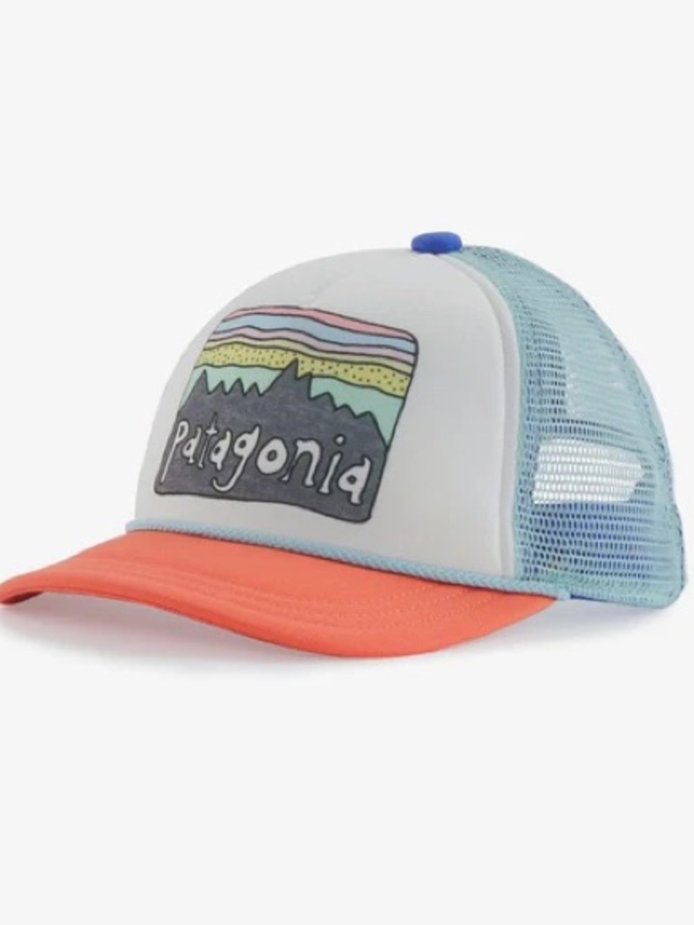 Patagonia Trucker Cap in Coral, Light Blue & White